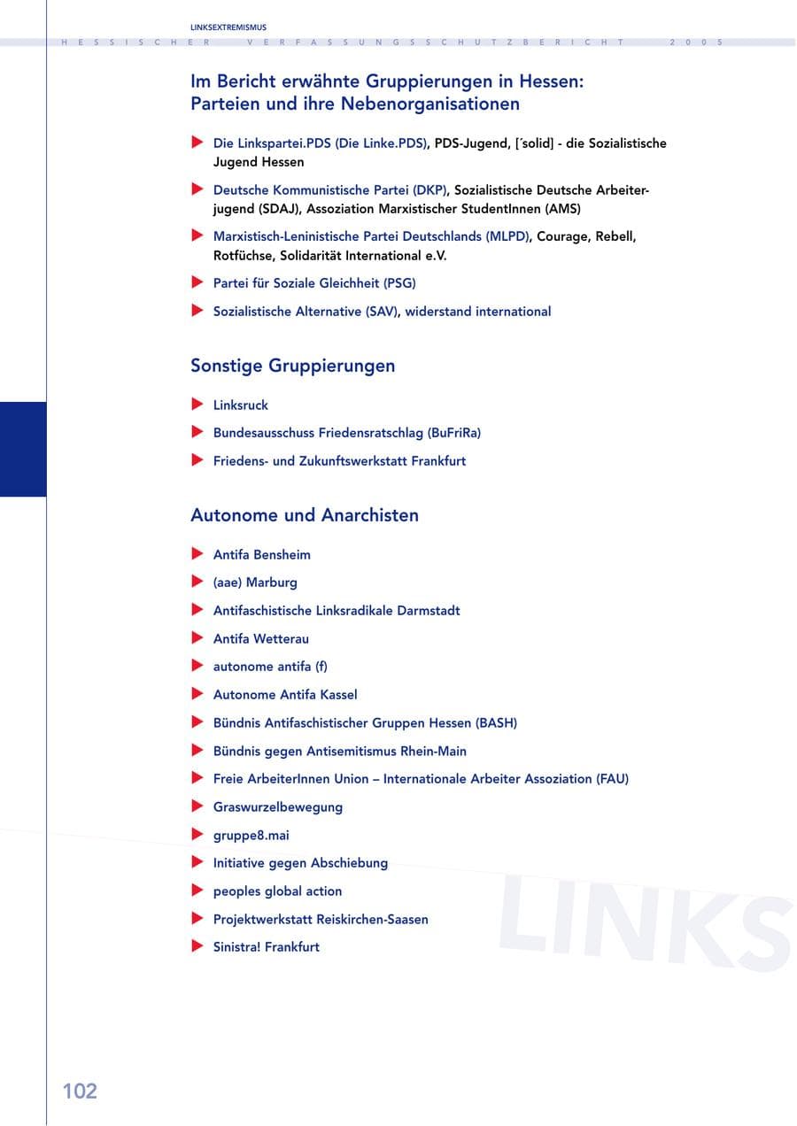Seite 103 des Verfassungsschutzbericht 2005 Hessen