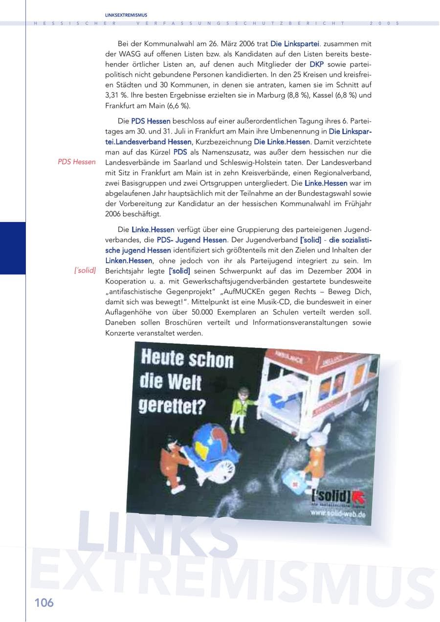Seite 107 des Verfassungsschutzbericht 2005 Hessen