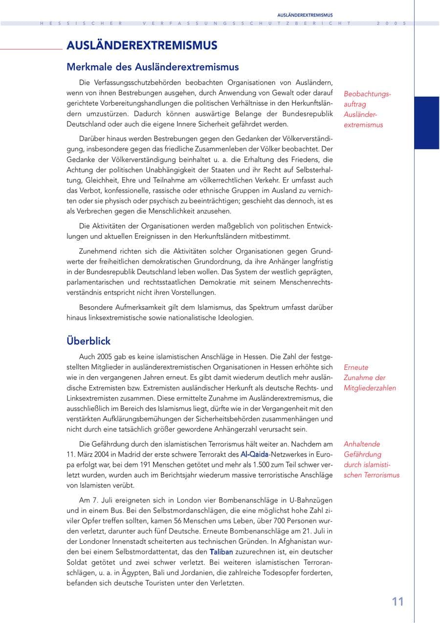 Seite 12 des Verfassungsschutzbericht 2005 Hessen