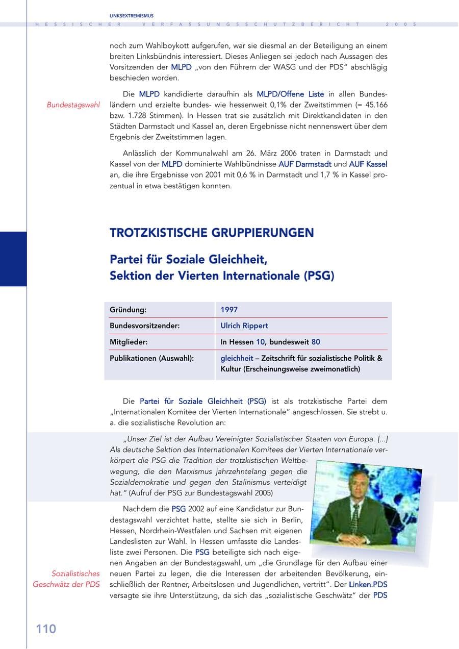 Seite 111 des Verfassungsschutzbericht 2005 Hessen