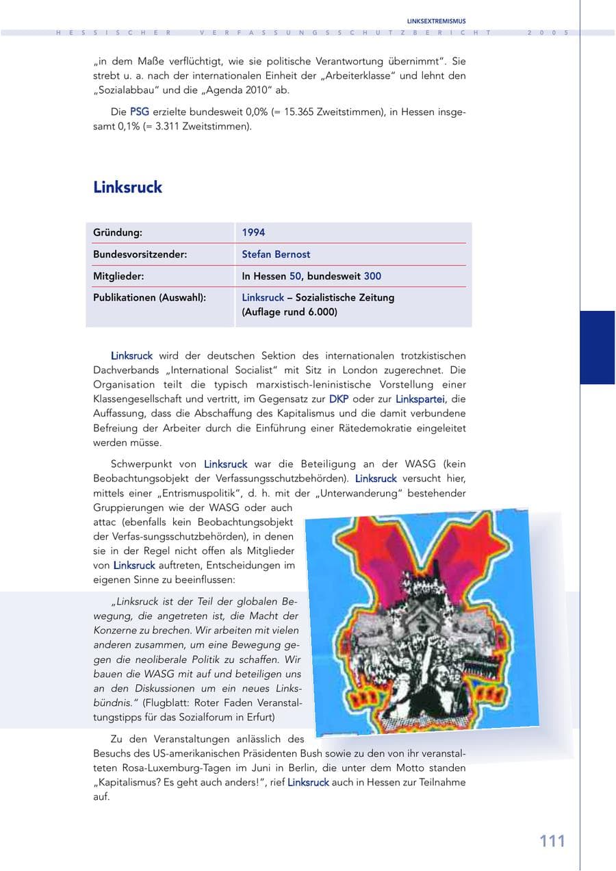 Seite 112 des Verfassungsschutzbericht 2005 Hessen
