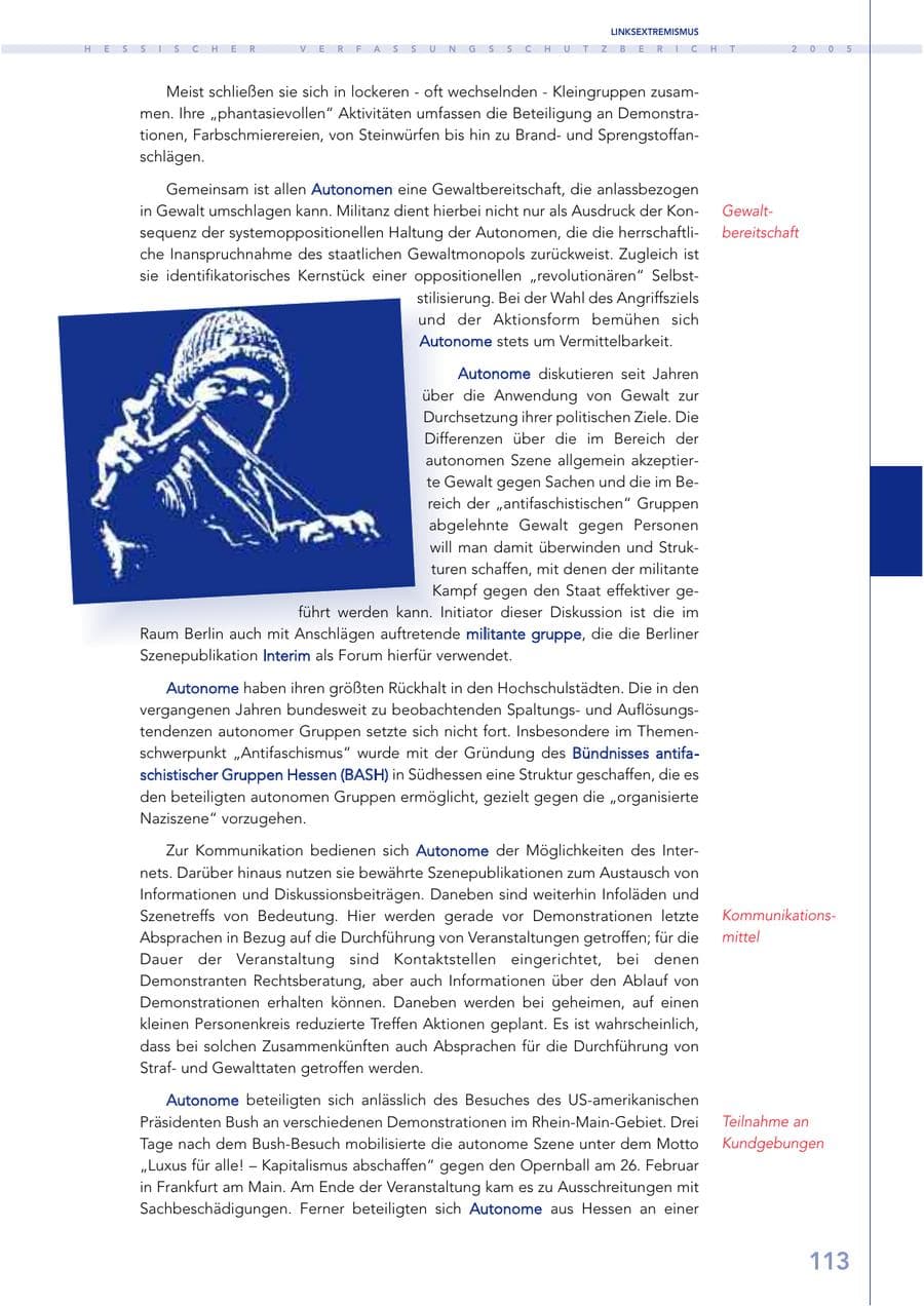 Seite 114 des Verfassungsschutzbericht 2005 Hessen