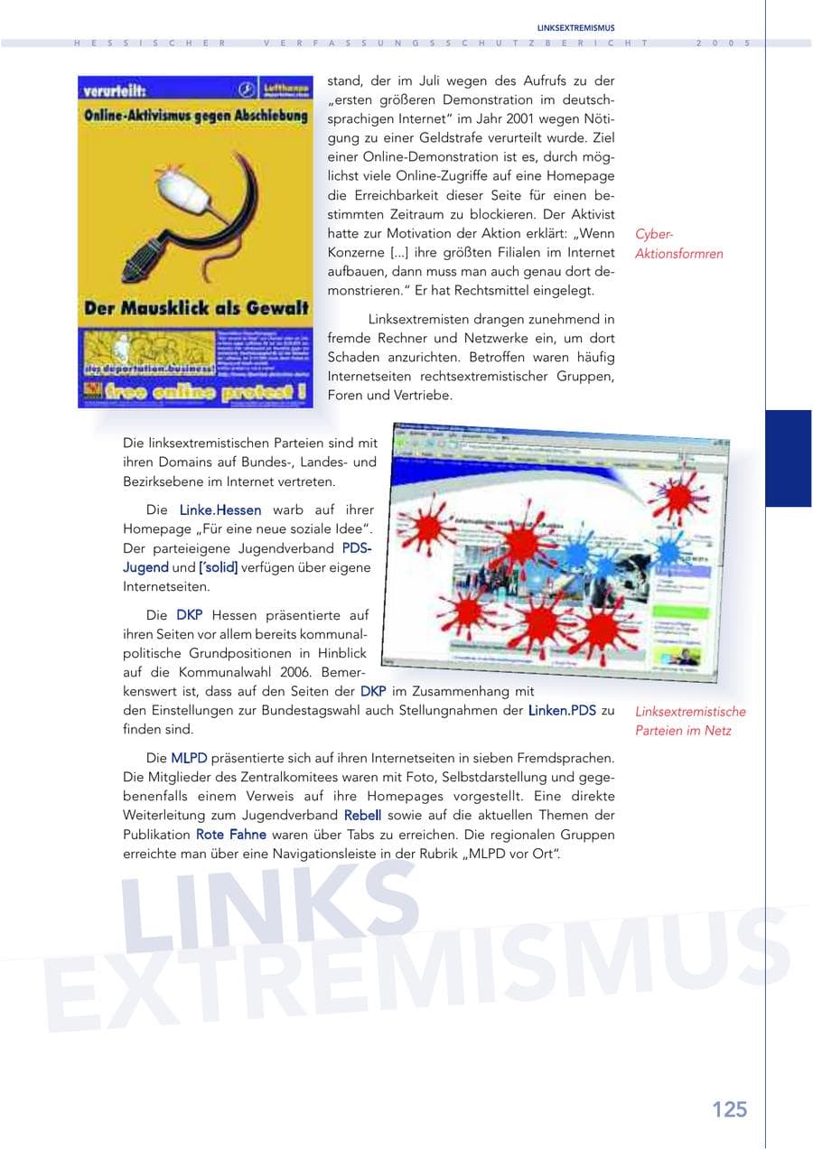 Seite 126 des Verfassungsschutzbericht 2005 Hessen