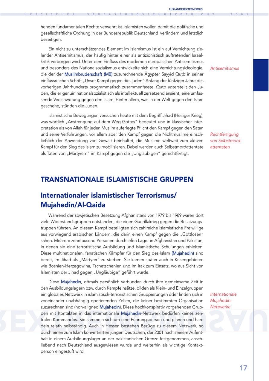Seite 18 des Verfassungsschutzbericht 2005 Hessen