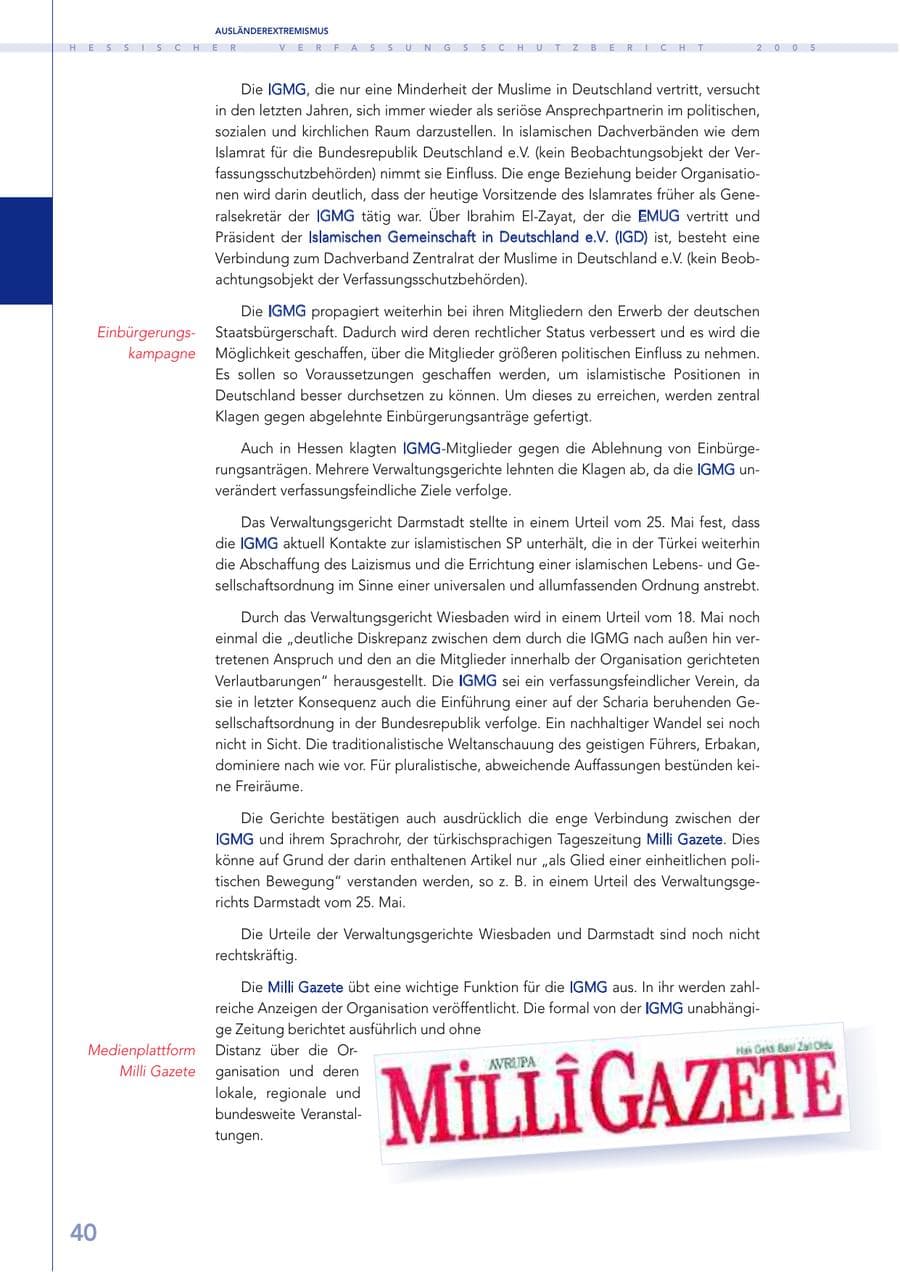 Seite 41 des Verfassungsschutzbericht 2005 Hessen