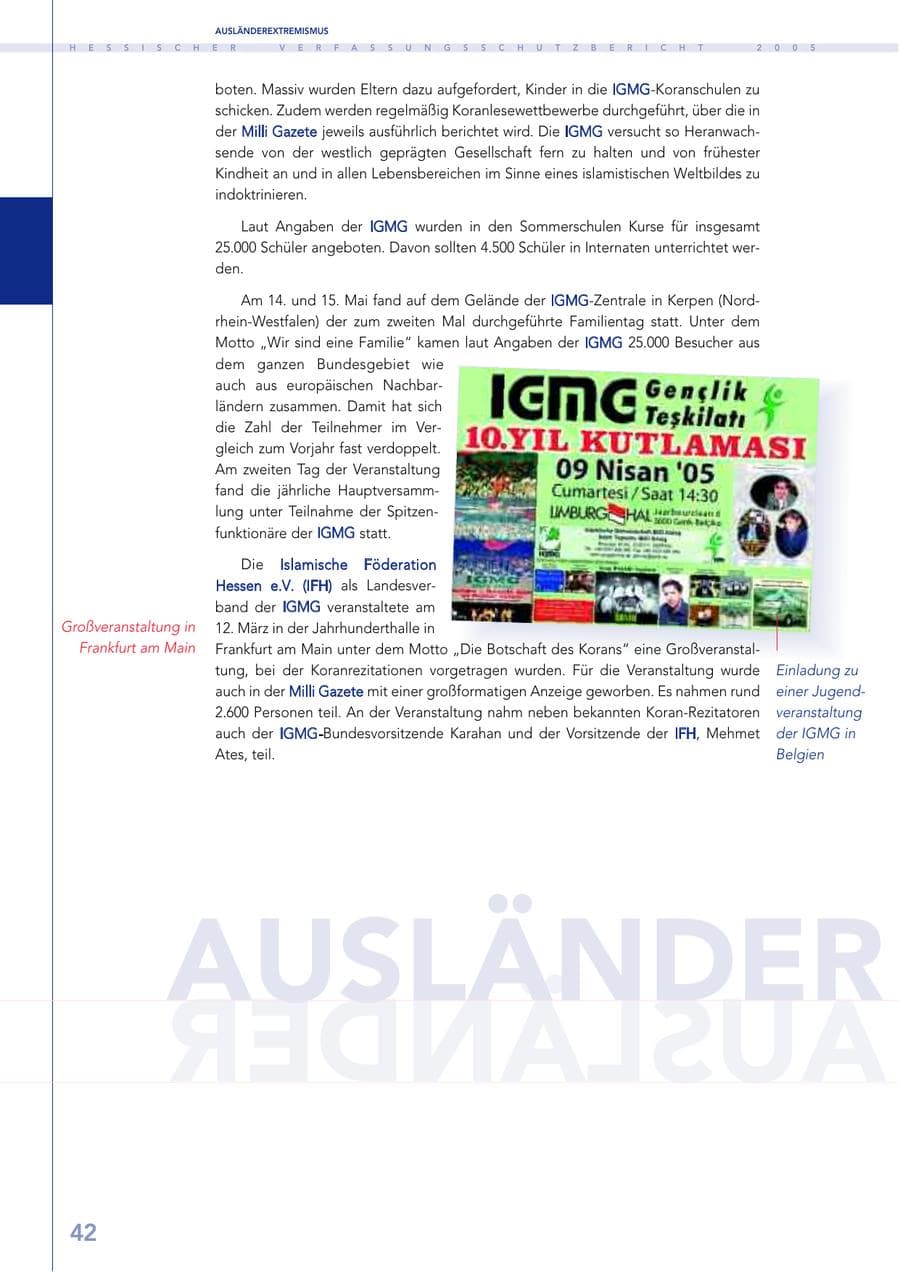 Seite 43 des Verfassungsschutzbericht 2005 Hessen