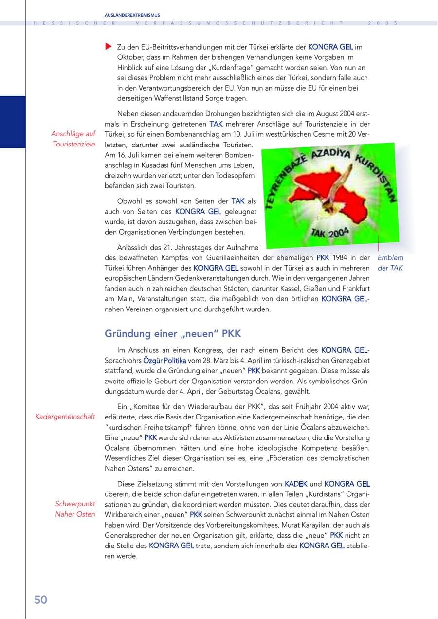 Seite 51 des Verfassungsschutzbericht 2005 Hessen