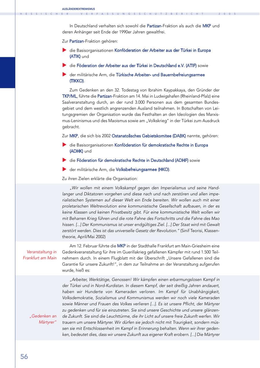 Seite 57 des Verfassungsschutzbericht 2005 Hessen