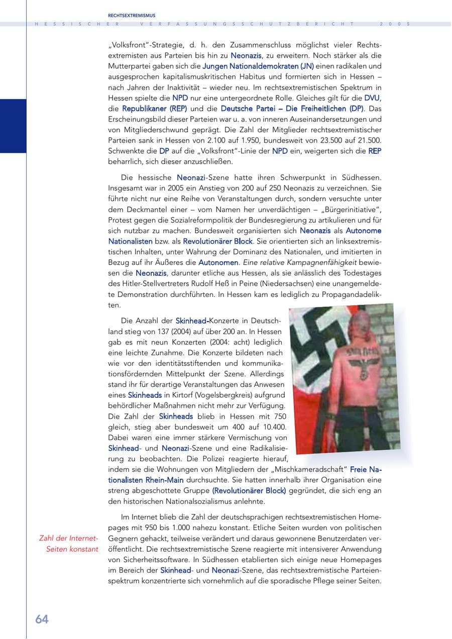 Seite 65 des Verfassungsschutzbericht 2005 Hessen