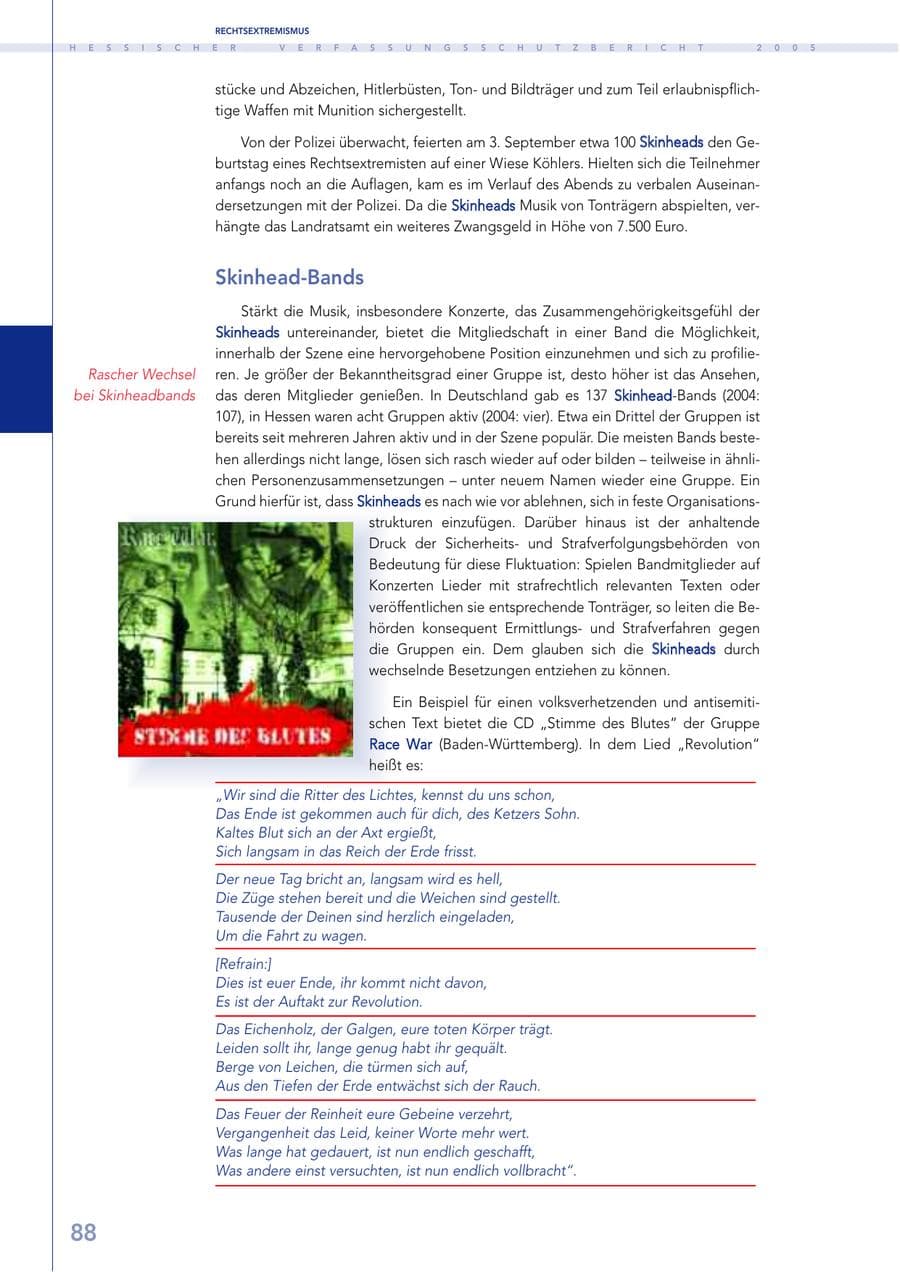 Seite 89 des Verfassungsschutzbericht 2005 Hessen