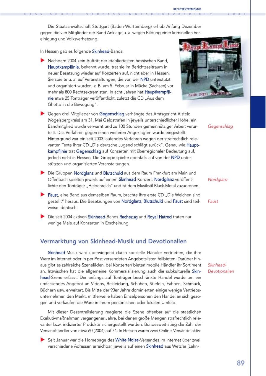 Seite 90 des Verfassungsschutzbericht 2005 Hessen