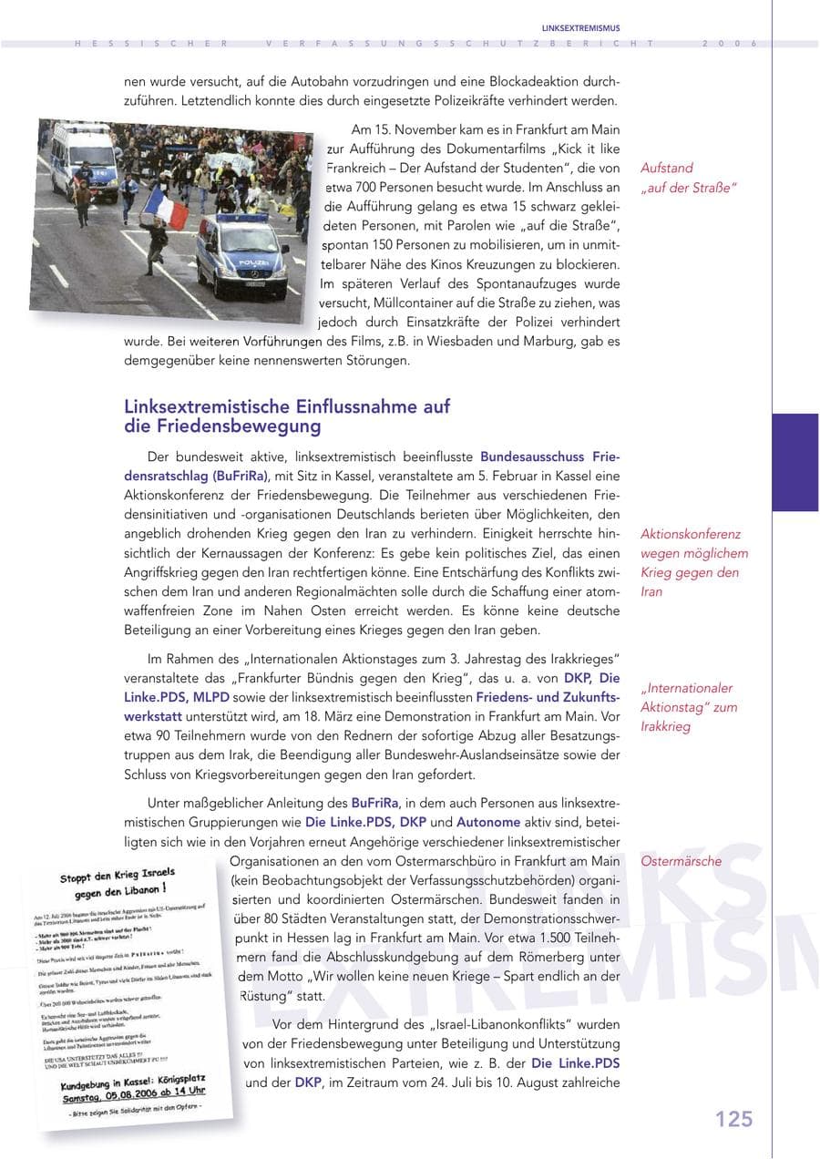 Seite 125 des Verfassungsschutzbericht 2006 Hessen