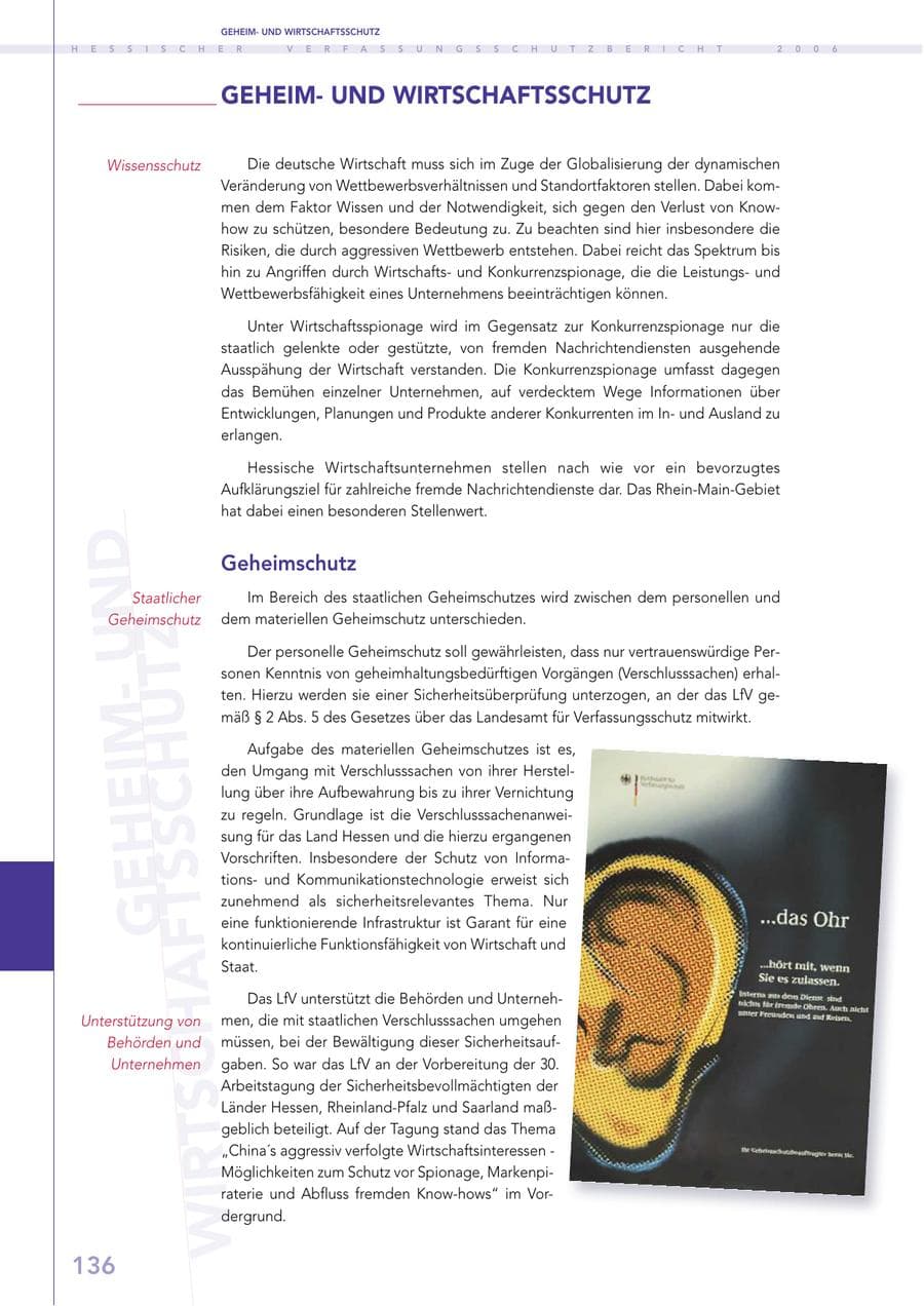 Seite 136 des Verfassungsschutzbericht 2006 Hessen