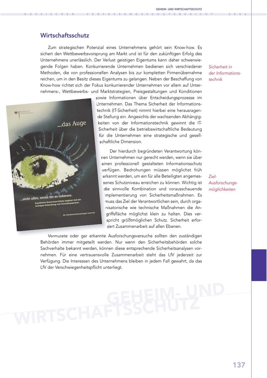 Seite 137 des Verfassungsschutzbericht 2006 Hessen