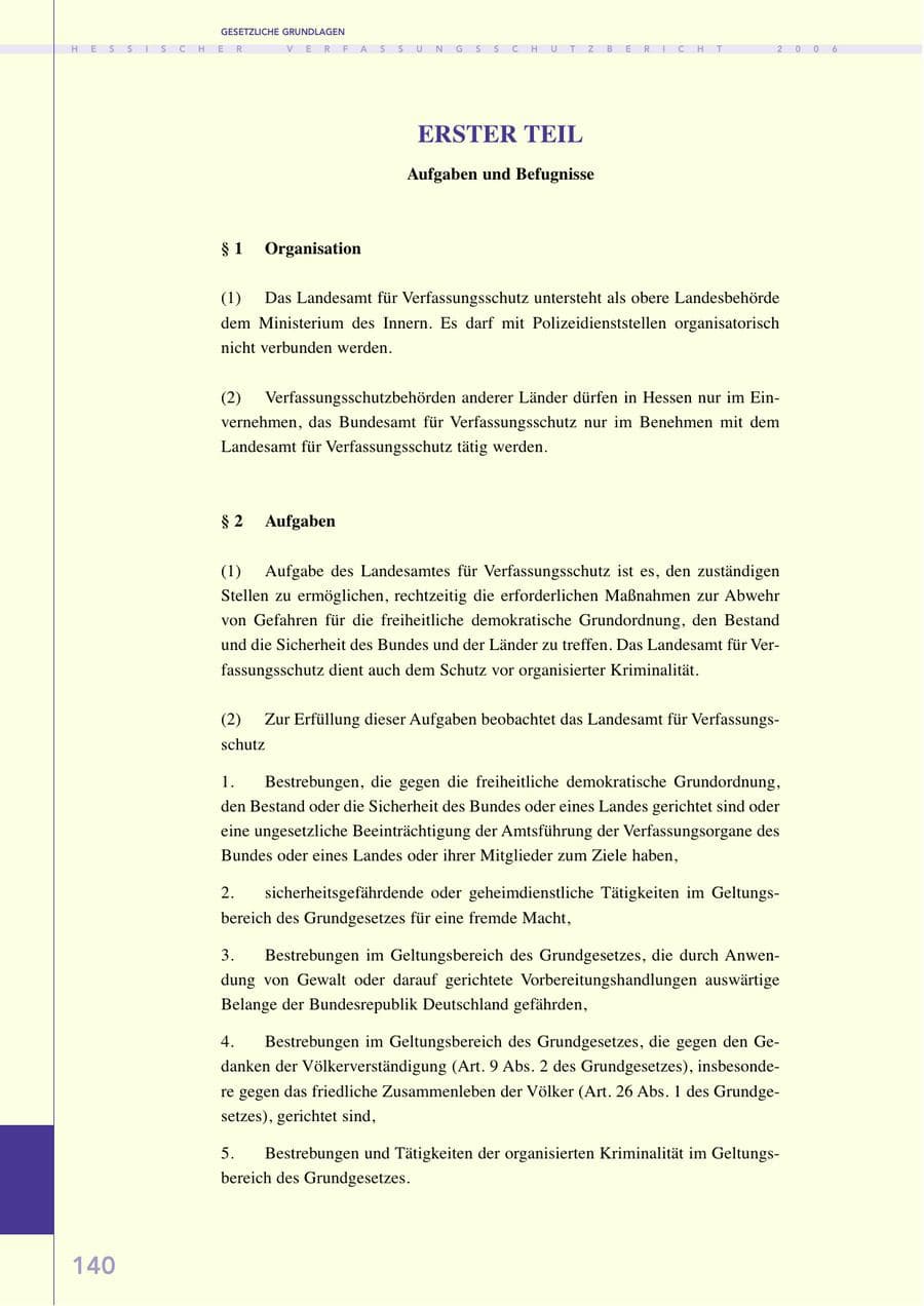 Seite 140 des Verfassungsschutzbericht 2006 Hessen