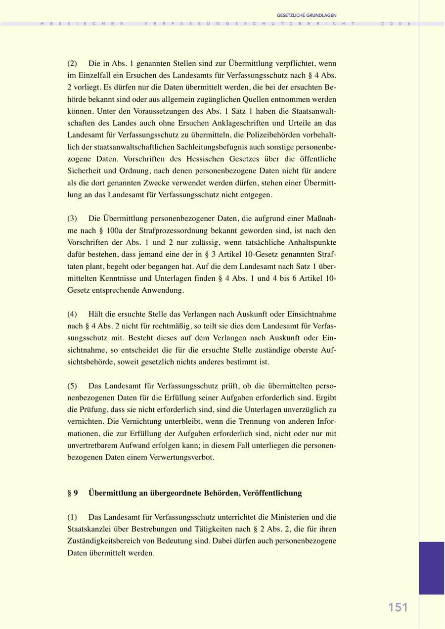Seite 151 des Verfassungsschutzbericht 2006 Hessen