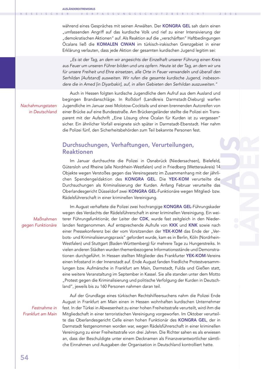 Seite 54 des Verfassungsschutzbericht 2006 Hessen
