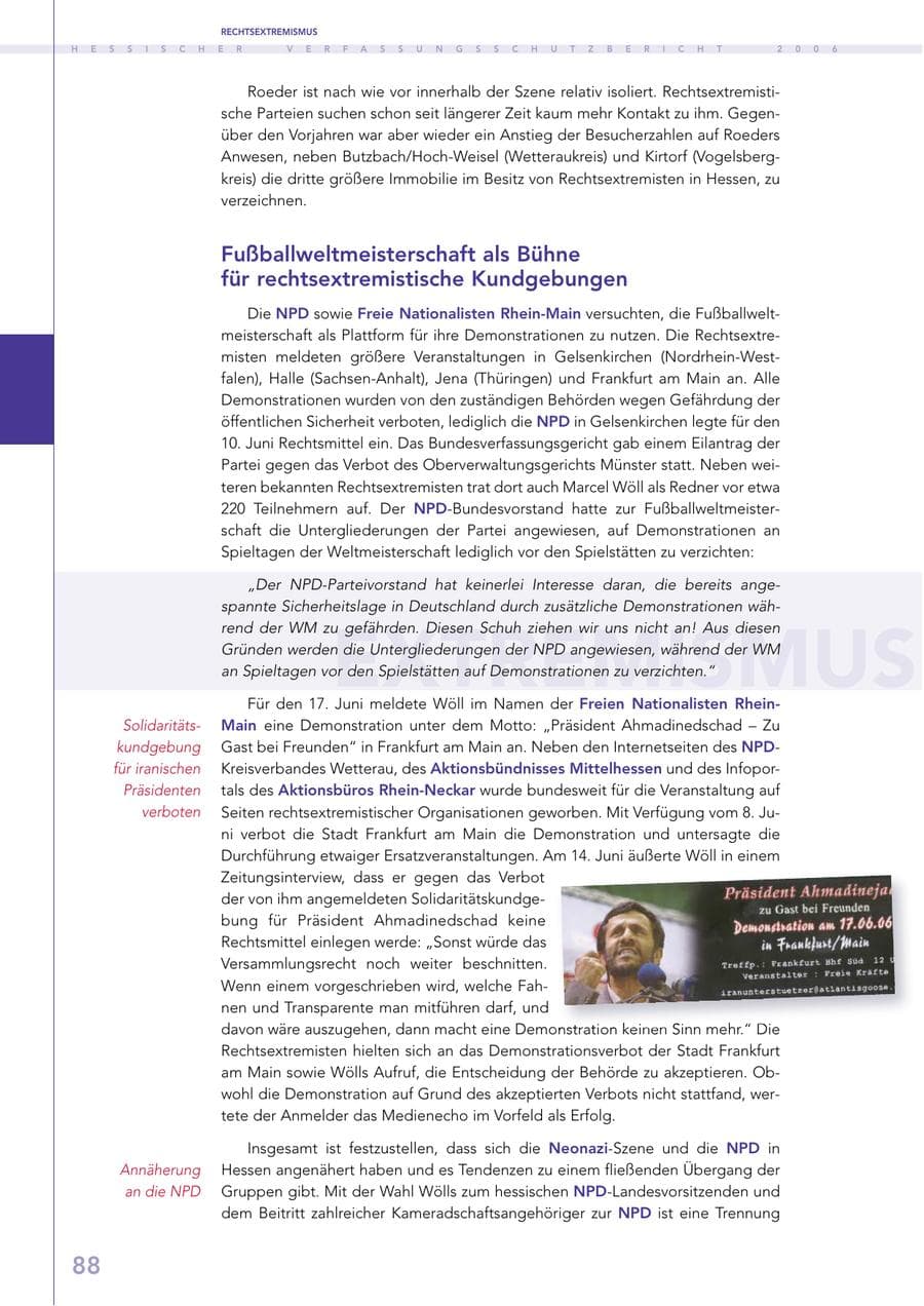 Seite 88 des Verfassungsschutzbericht 2006 Hessen