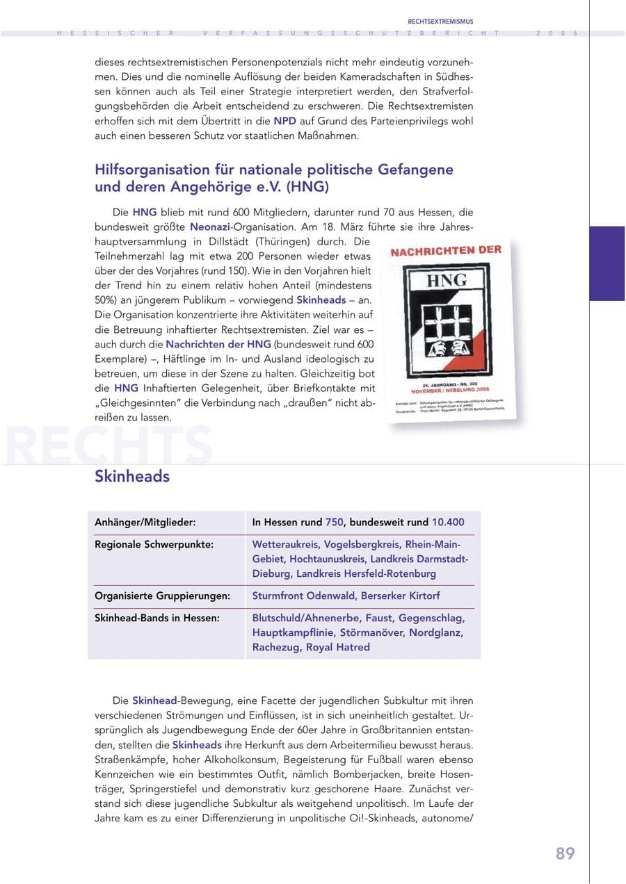 Seite 89 des Verfassungsschutzbericht 2006 Hessen