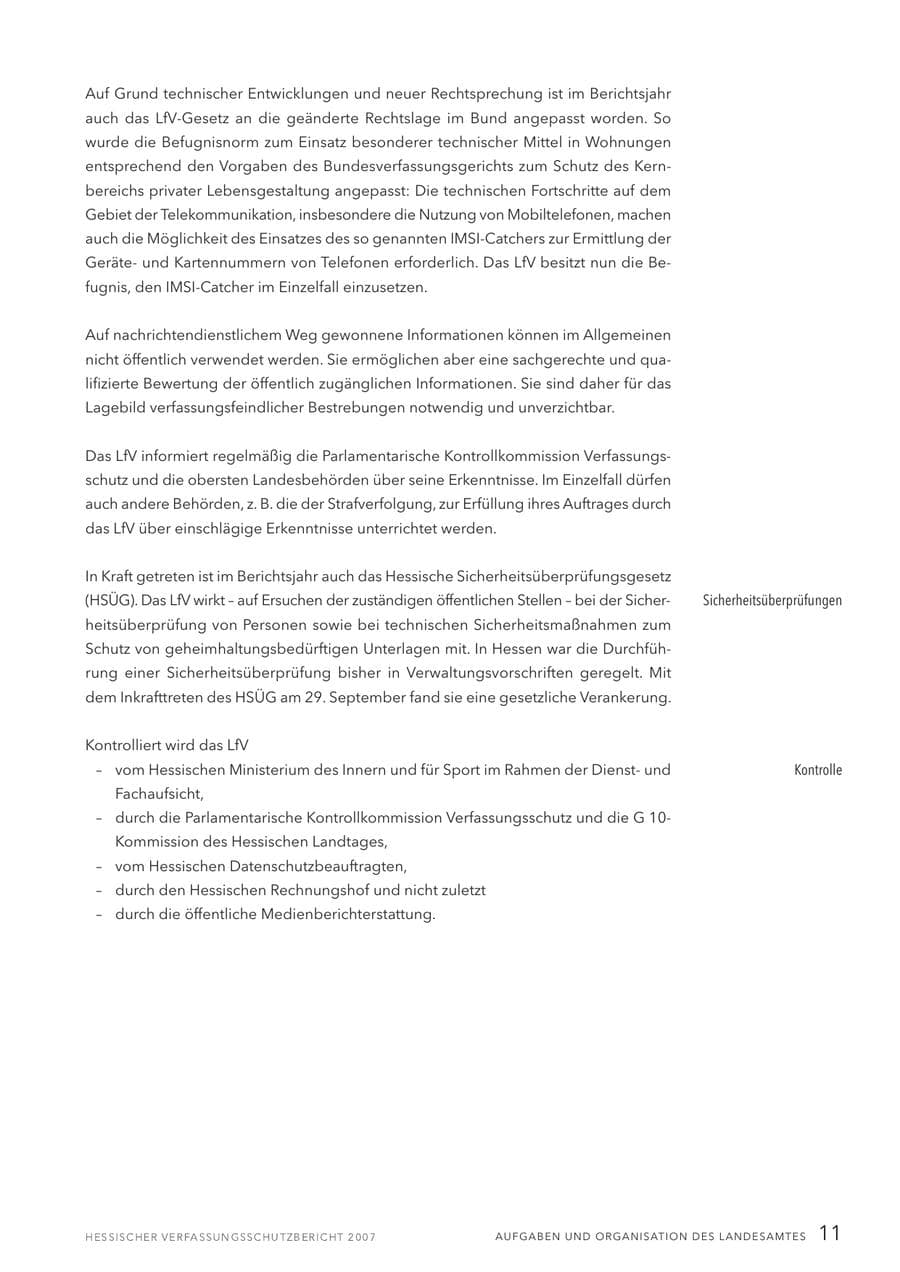 Seite 11 des Verfassungsschutzbericht 2007 Hessen