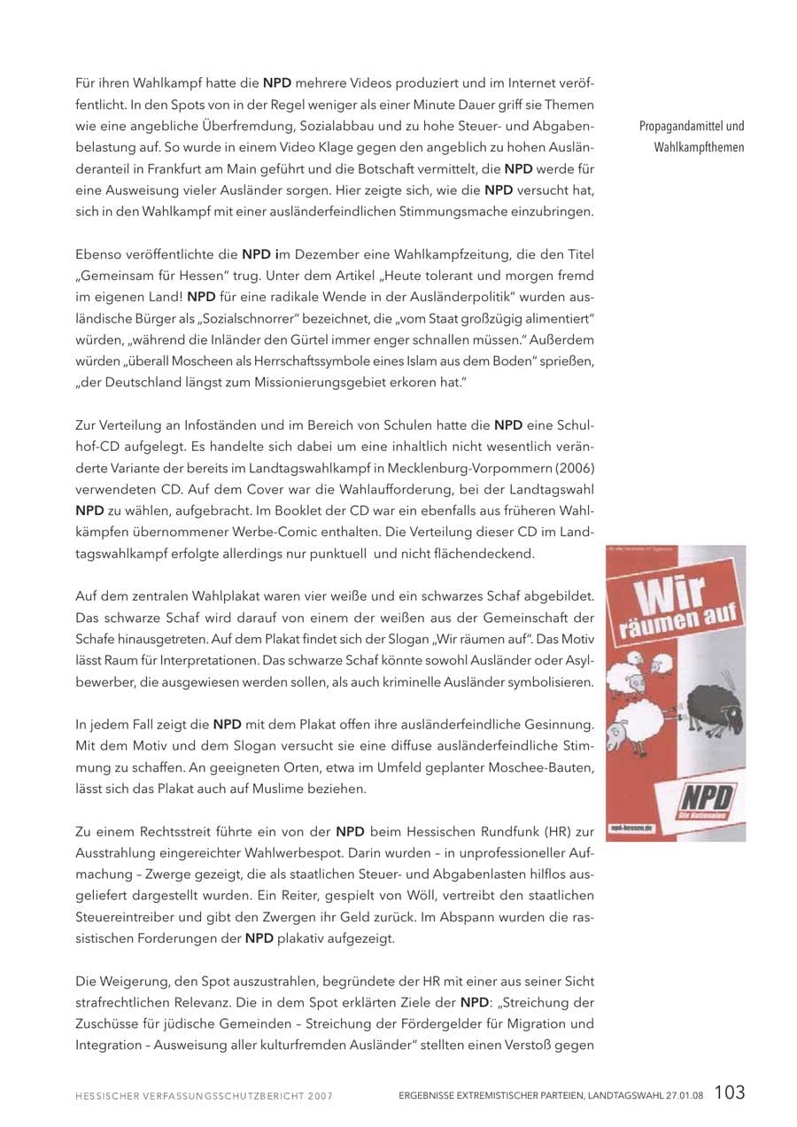 Seite 103 des Verfassungsschutzbericht 2007 Hessen
