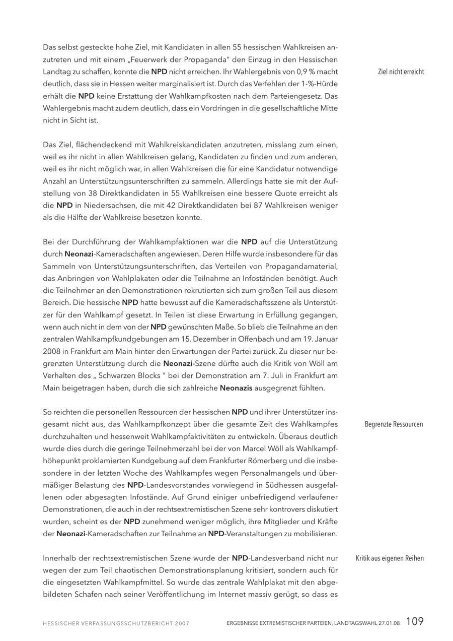 Seite 109 des Verfassungsschutzbericht 2007 Hessen