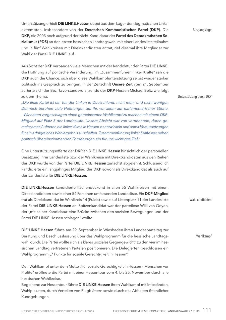 Seite 111 des Verfassungsschutzbericht 2007 Hessen