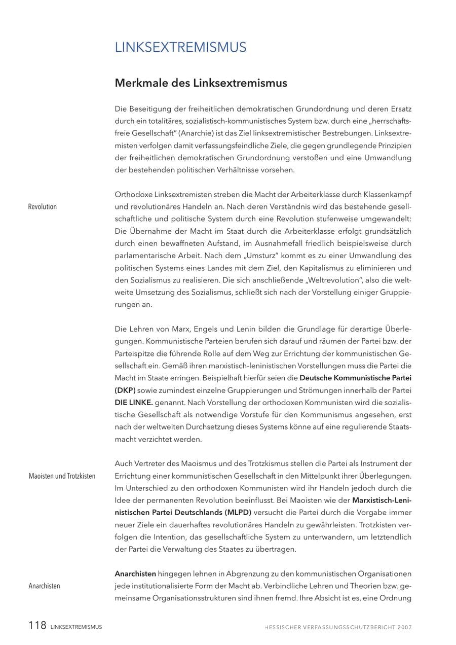 Seite 118 des Verfassungsschutzbericht 2007 Hessen