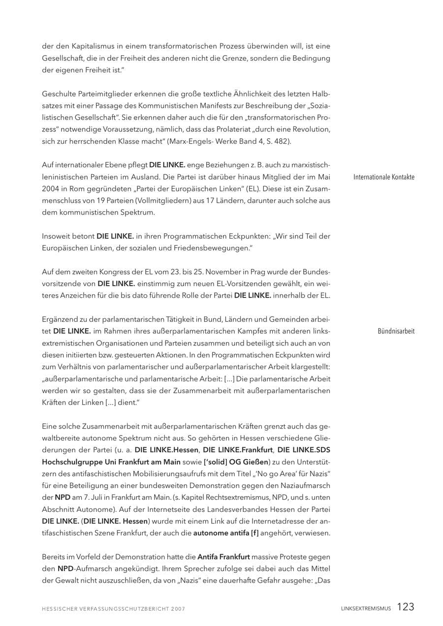 Seite 123 des Verfassungsschutzbericht 2007 Hessen