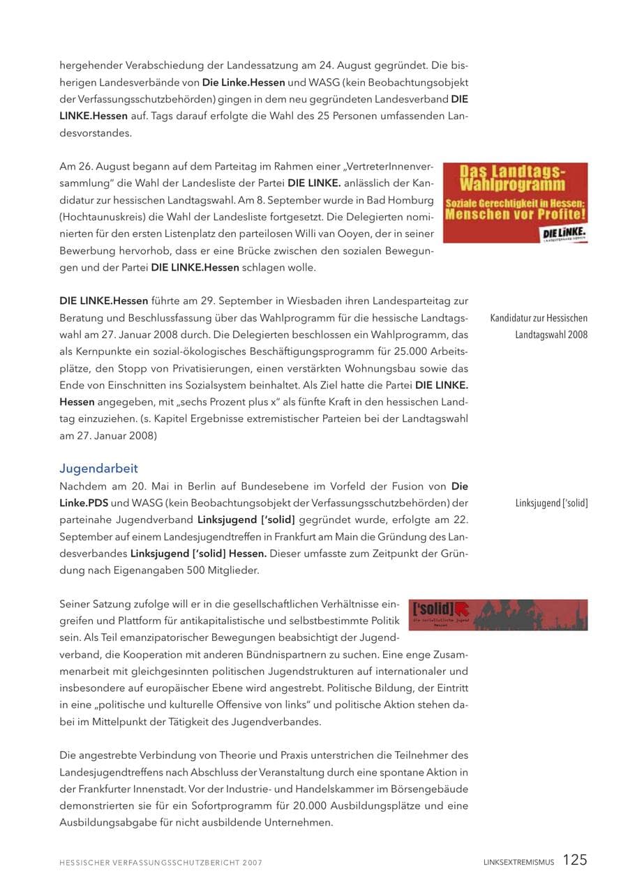 Seite 125 des Verfassungsschutzbericht 2007 Hessen