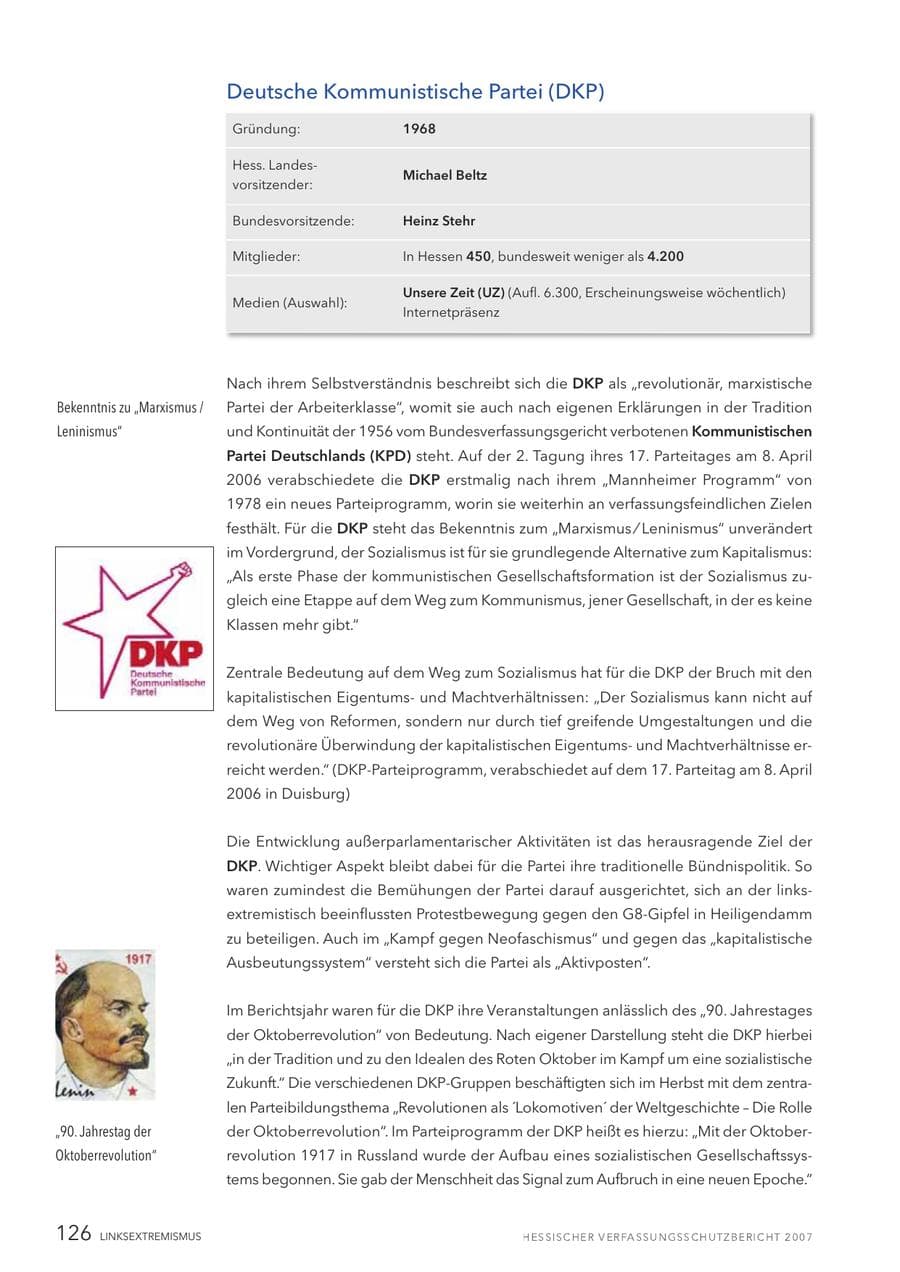 Seite 126 des Verfassungsschutzbericht 2007 Hessen