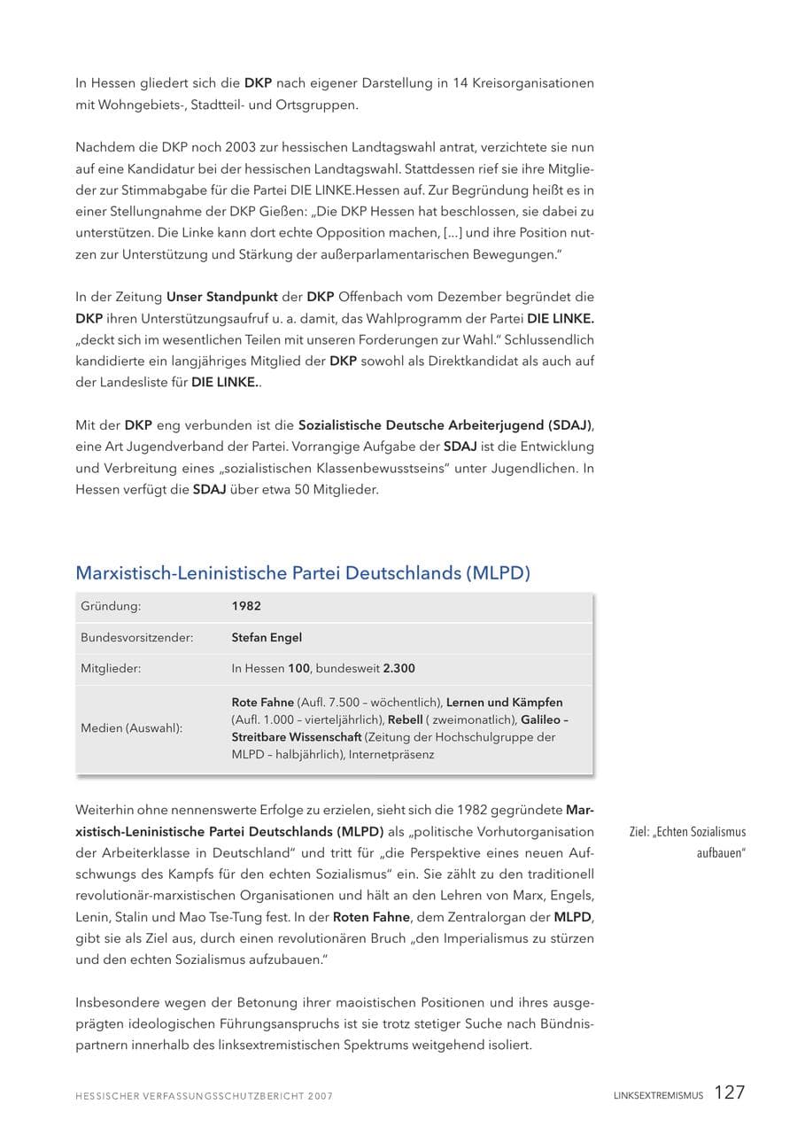 Seite 127 des Verfassungsschutzbericht 2007 Hessen