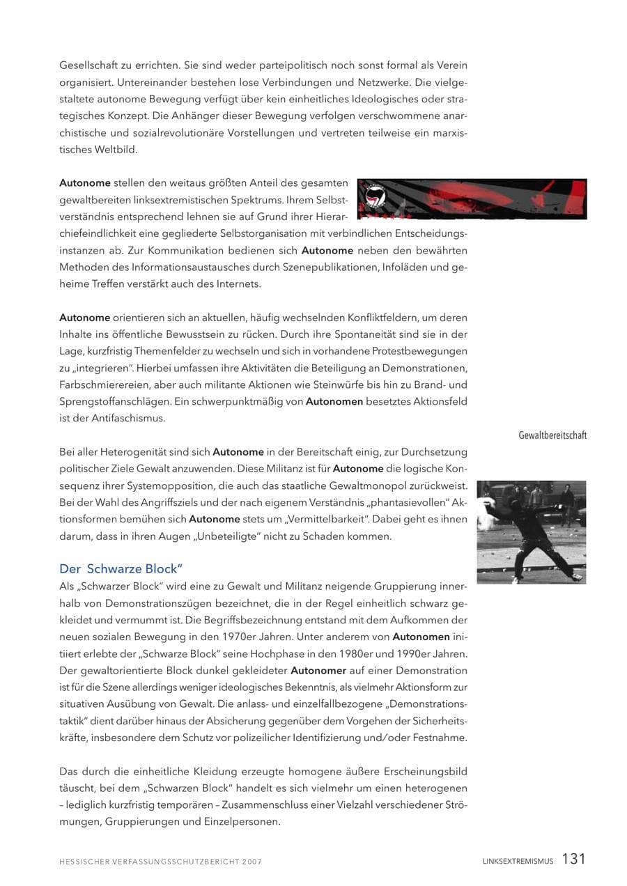 Seite 131 des Verfassungsschutzbericht 2007 Hessen