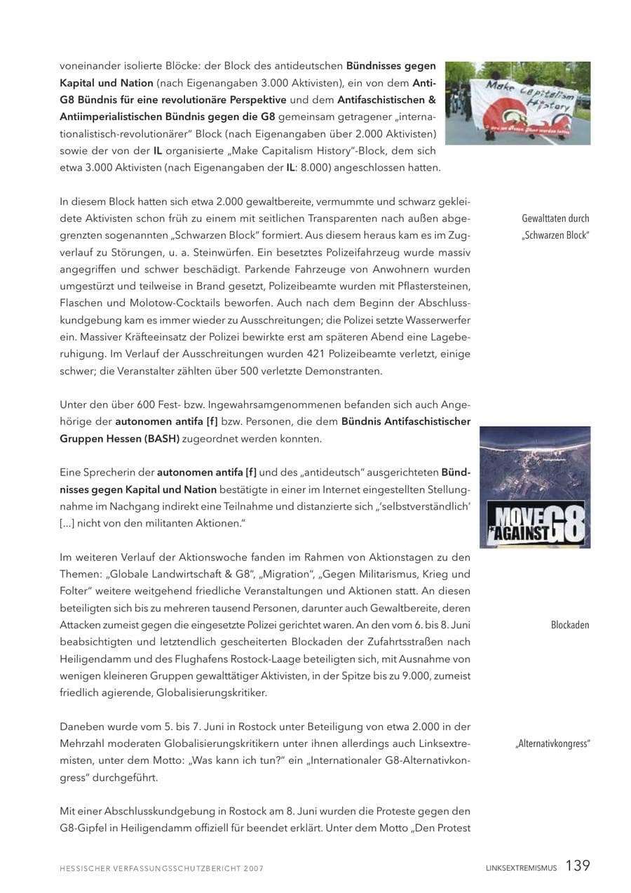 Seite 139 des Verfassungsschutzbericht 2007 Hessen