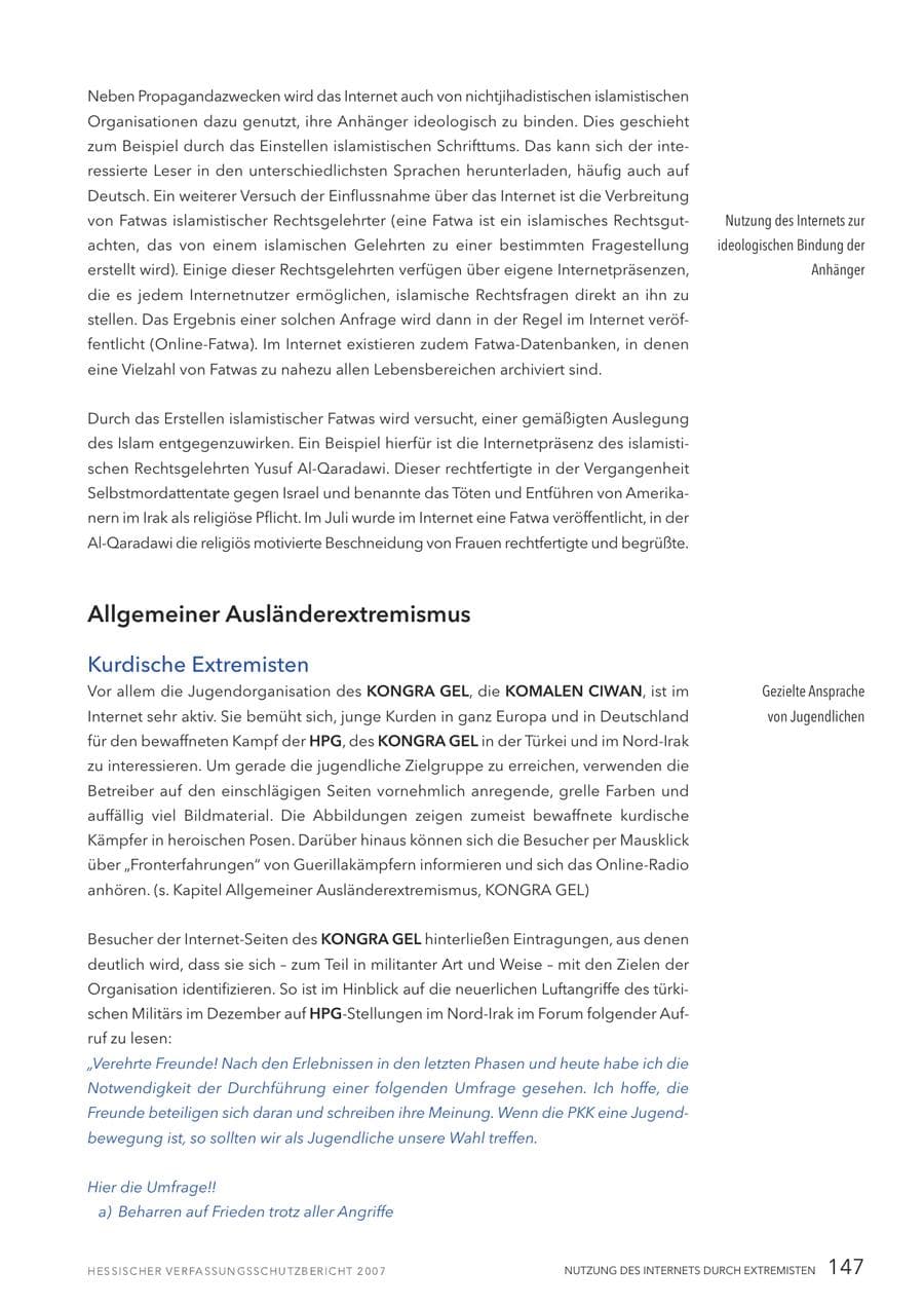 Seite 147 des Verfassungsschutzbericht 2007 Hessen