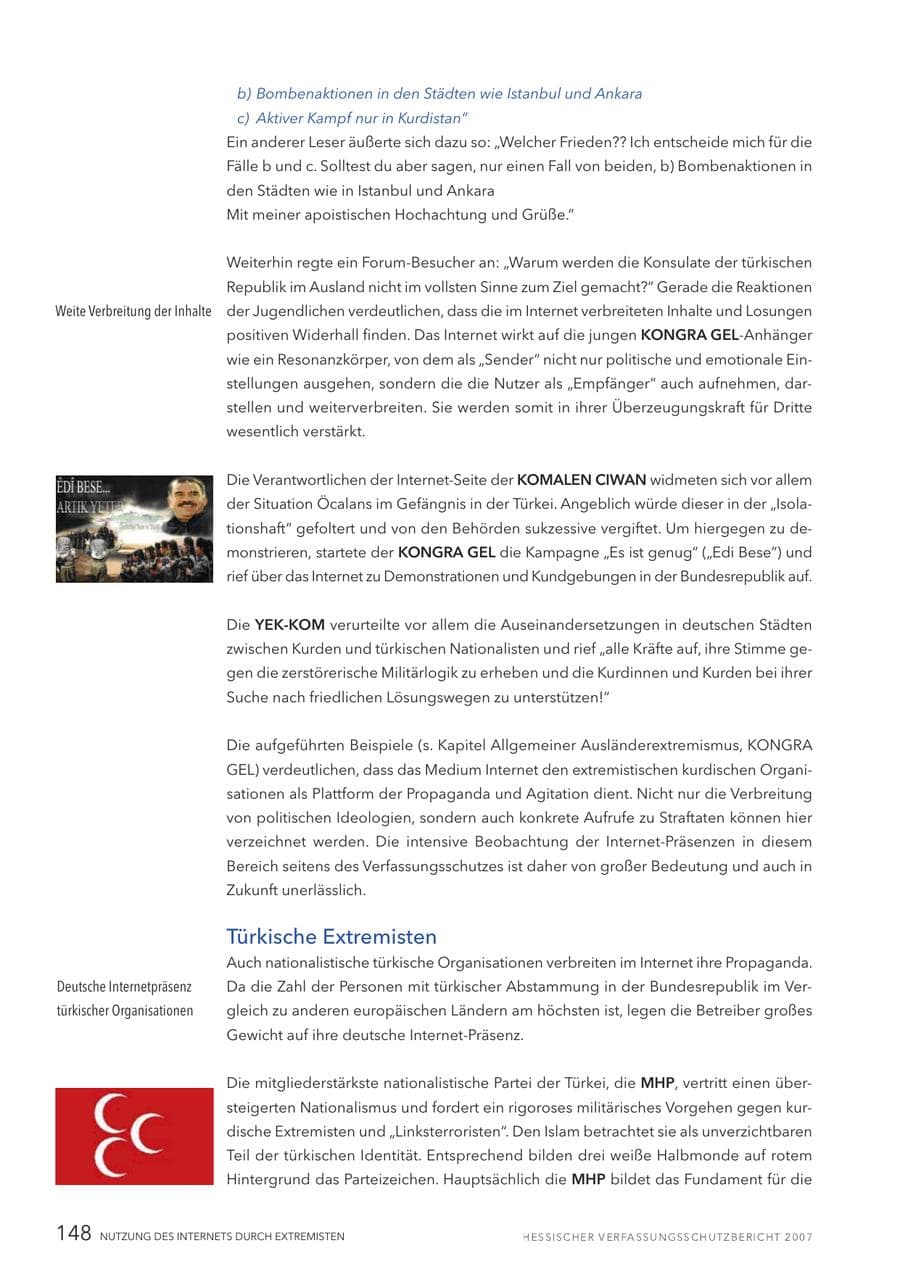 Seite 148 des Verfassungsschutzbericht 2007 Hessen
