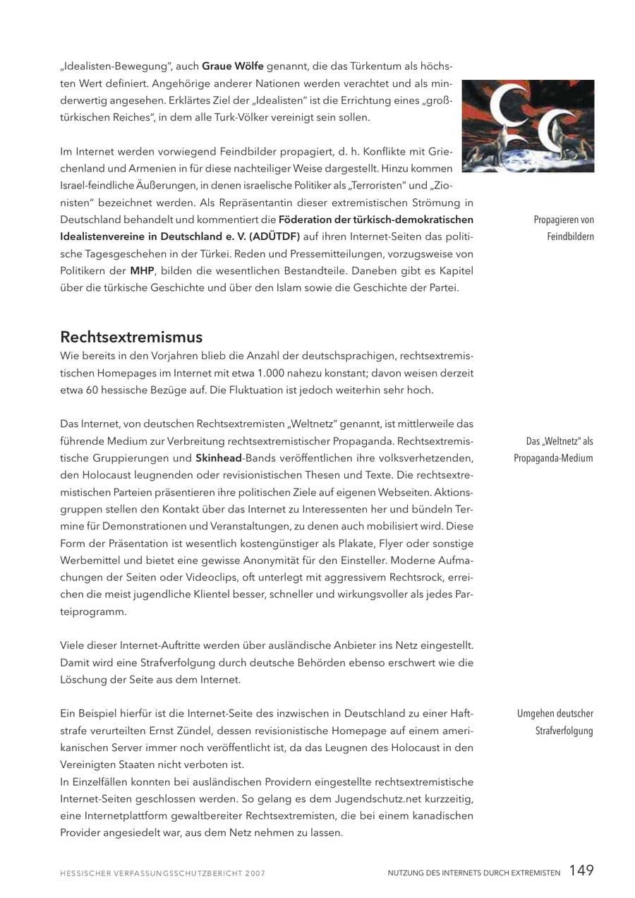 Seite 149 des Verfassungsschutzbericht 2007 Hessen