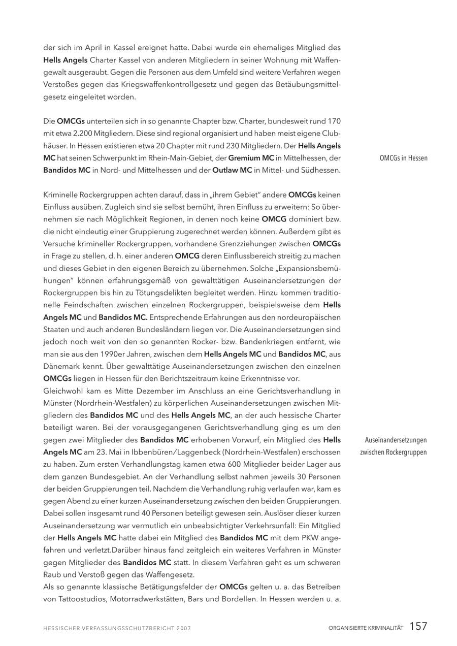 Seite 157 des Verfassungsschutzbericht 2007 Hessen