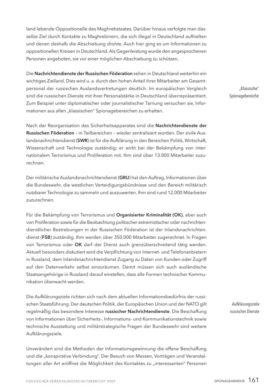 Seite 161 des Verfassungsschutzbericht 2007 Hessen