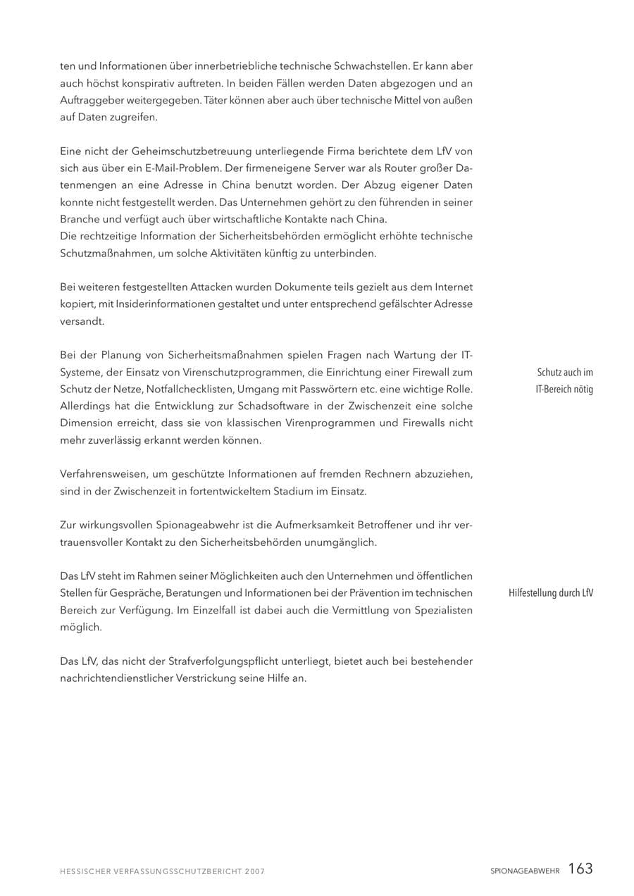 Seite 163 des Verfassungsschutzbericht 2007 Hessen