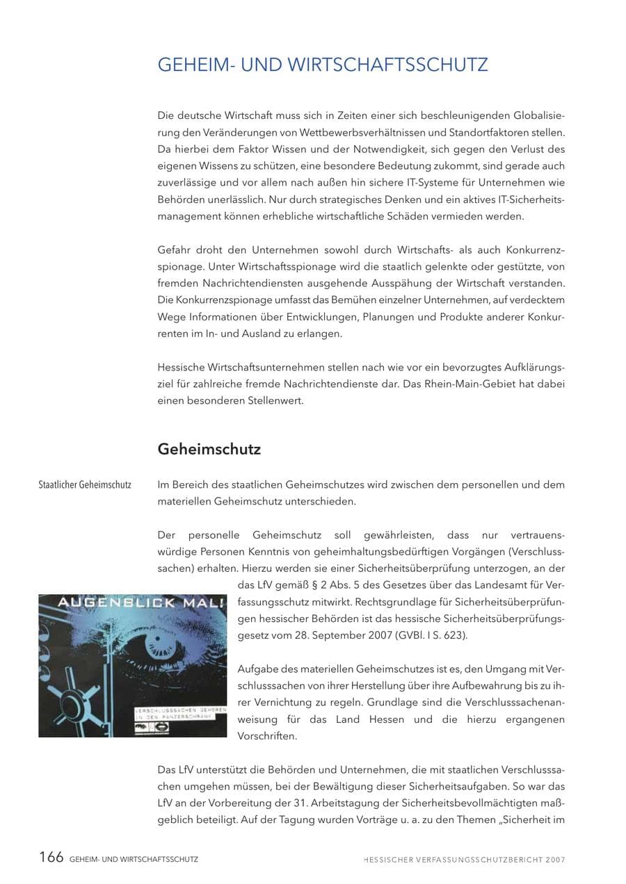 Seite 166 des Verfassungsschutzbericht 2007 Hessen