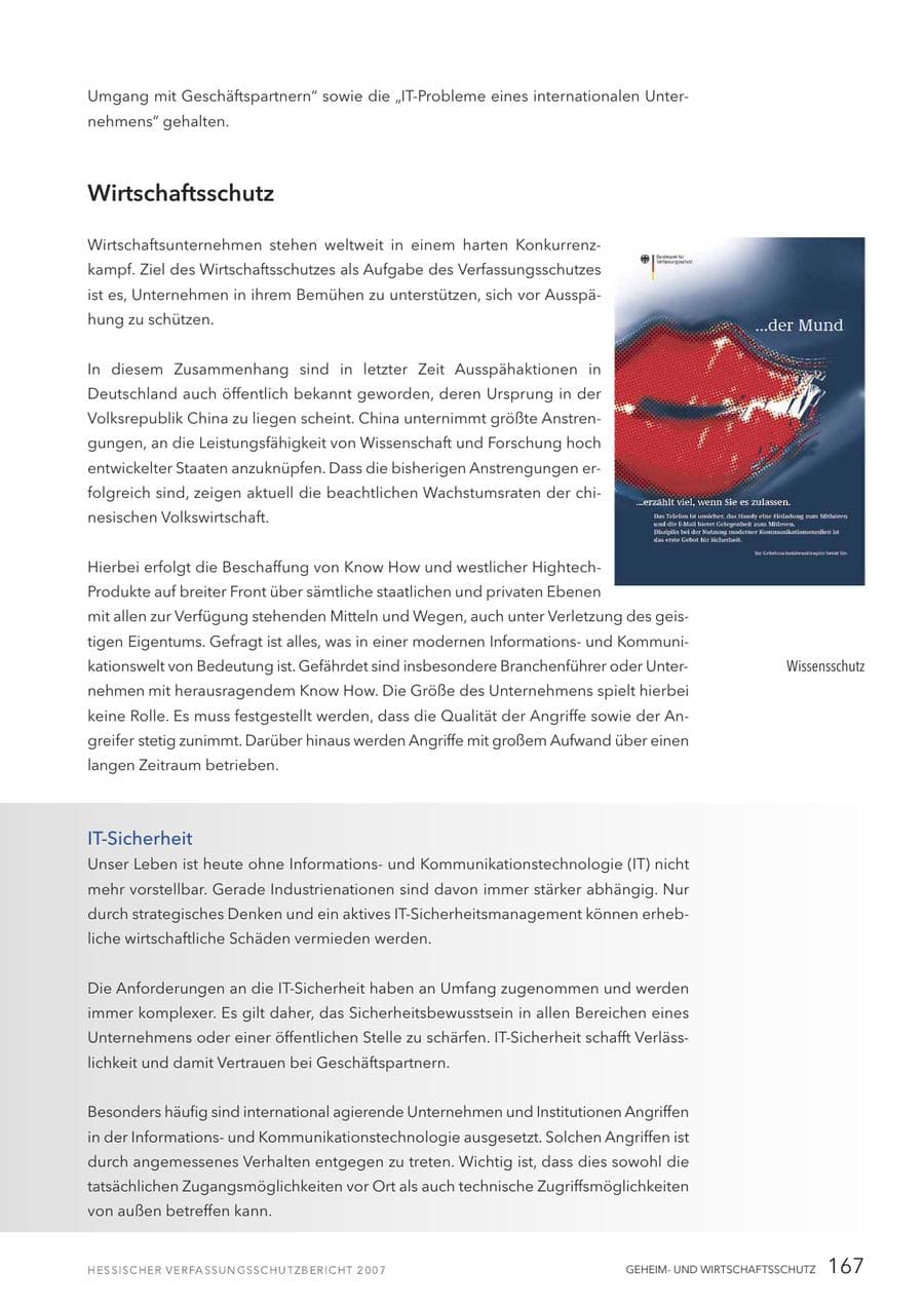 Seite 167 des Verfassungsschutzbericht 2007 Hessen