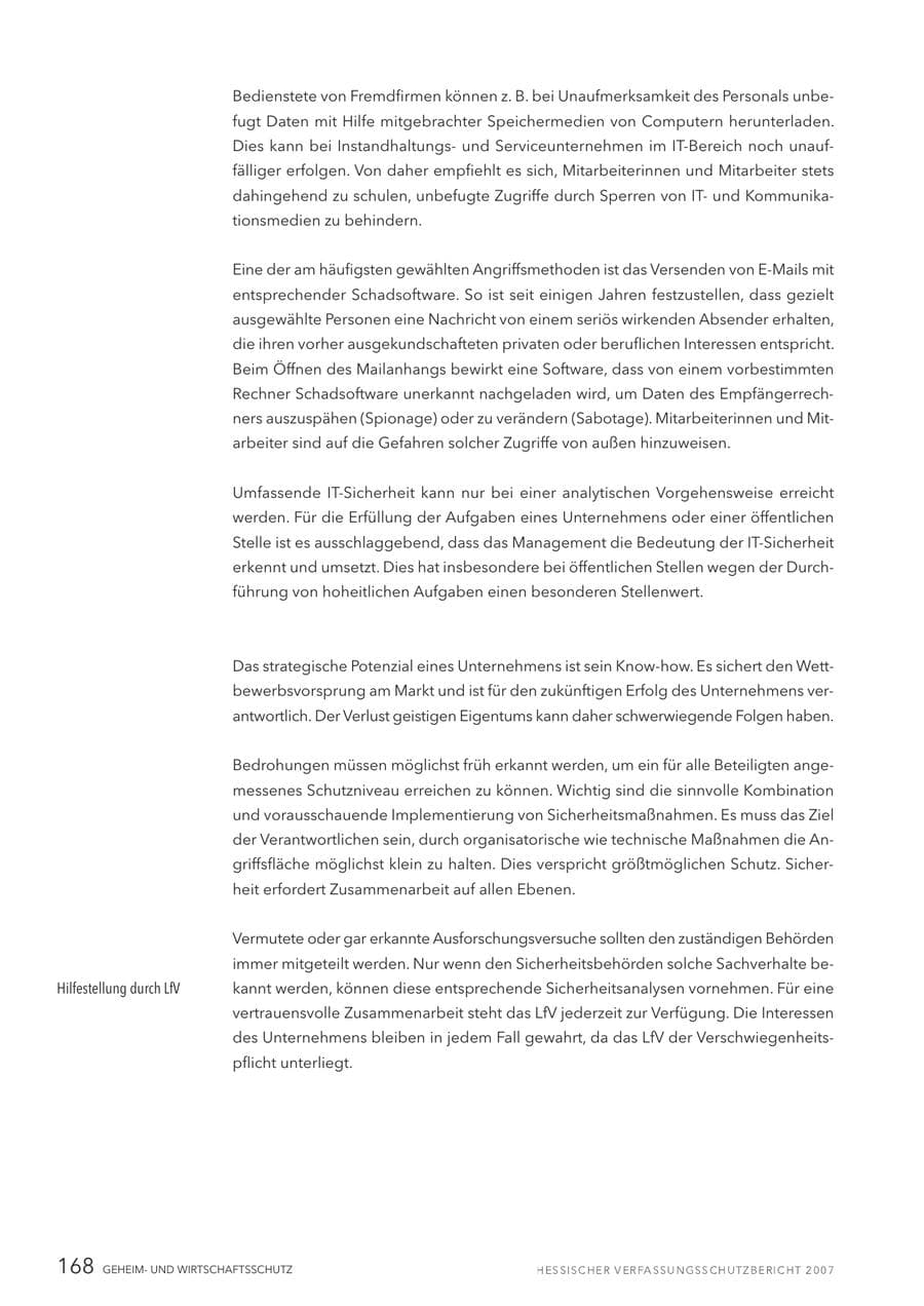 Seite 168 des Verfassungsschutzbericht 2007 Hessen