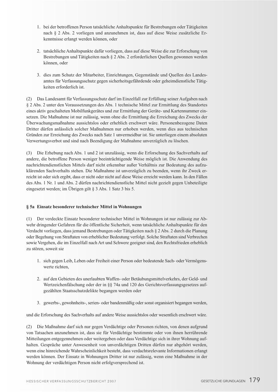Seite 179 des Verfassungsschutzbericht 2007 Hessen