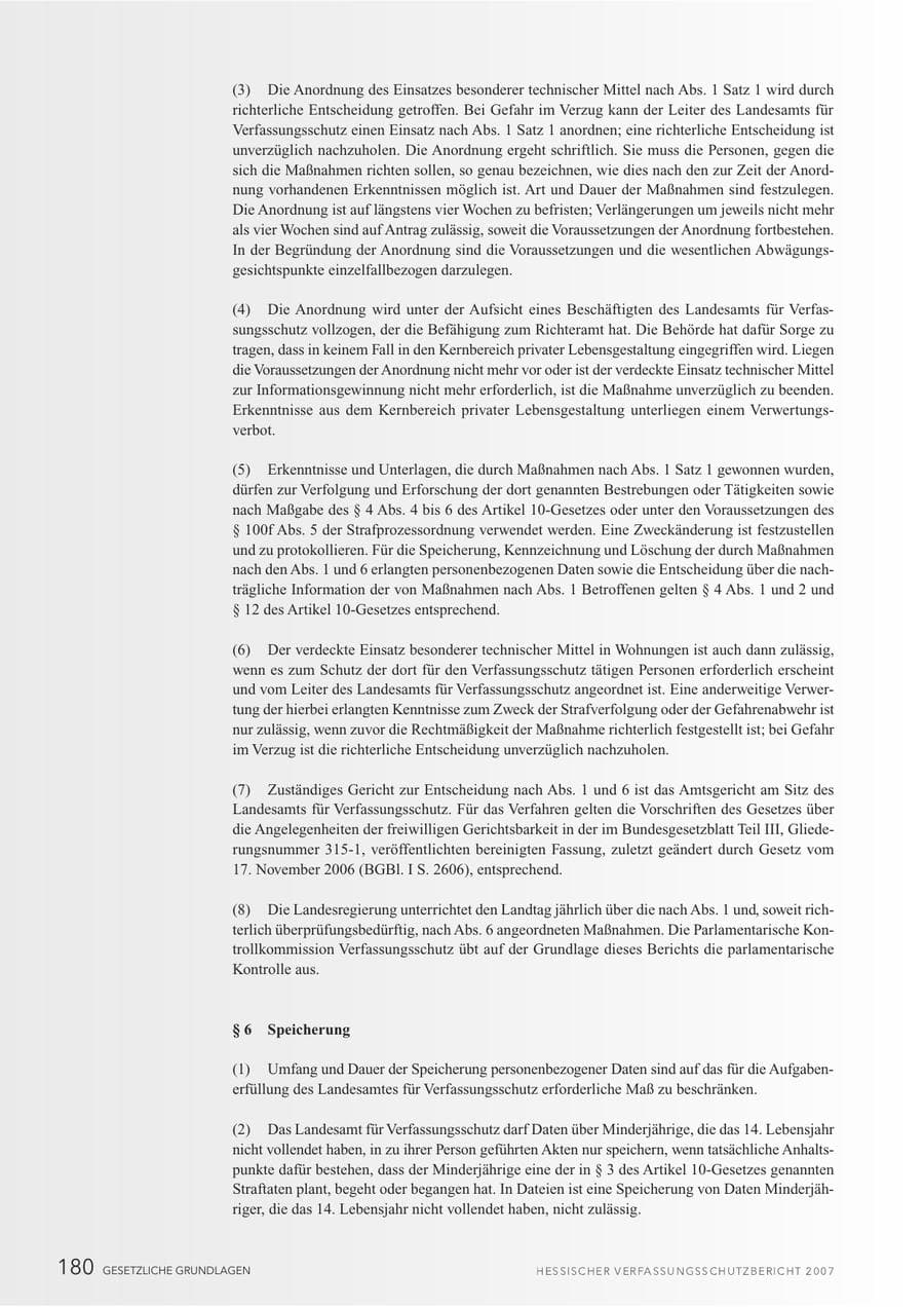 Seite 180 des Verfassungsschutzbericht 2007 Hessen