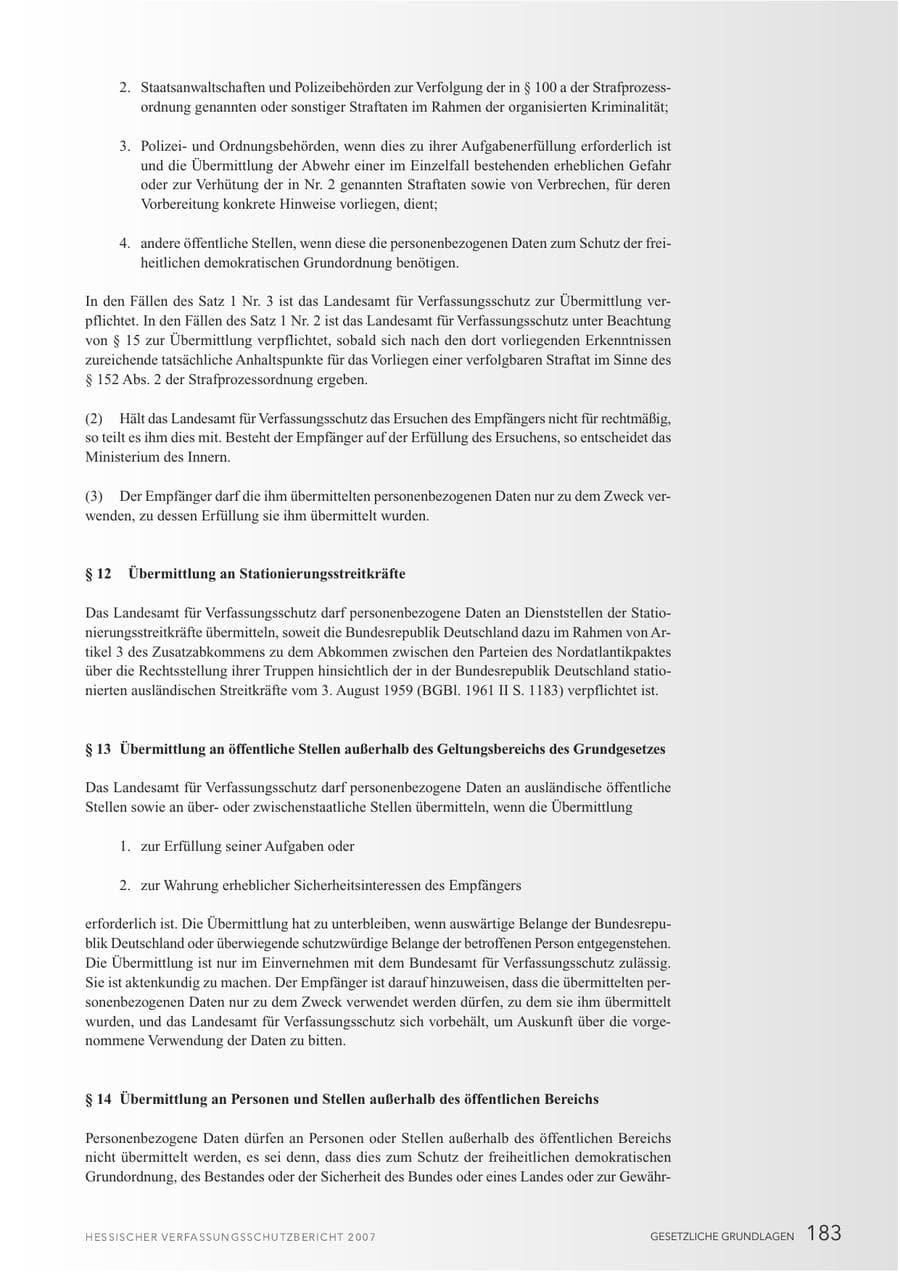 Seite 183 des Verfassungsschutzbericht 2007 Hessen