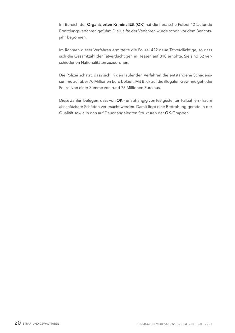 Seite 20 des Verfassungsschutzbericht 2007 Hessen