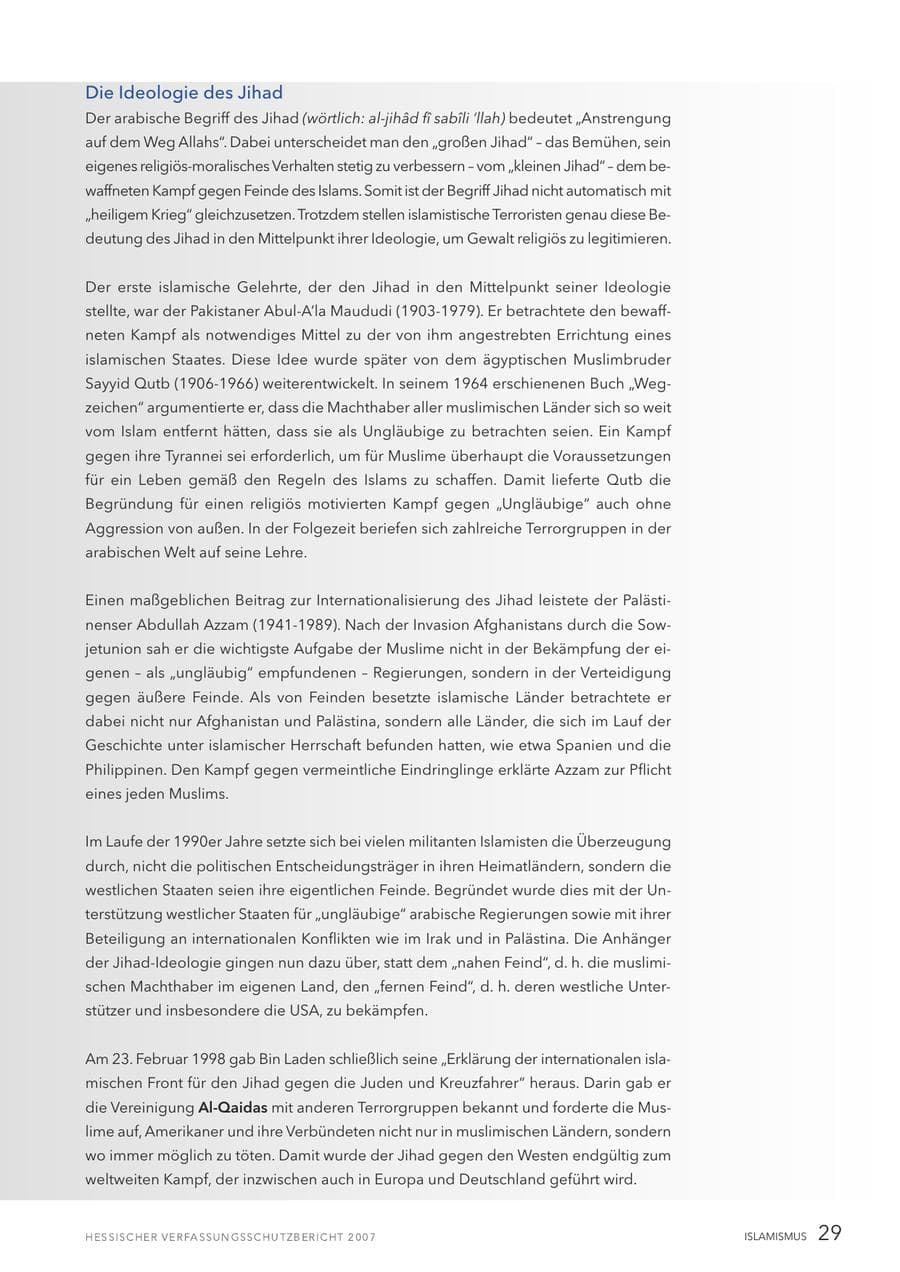 Seite 29 des Verfassungsschutzbericht 2007 Hessen
