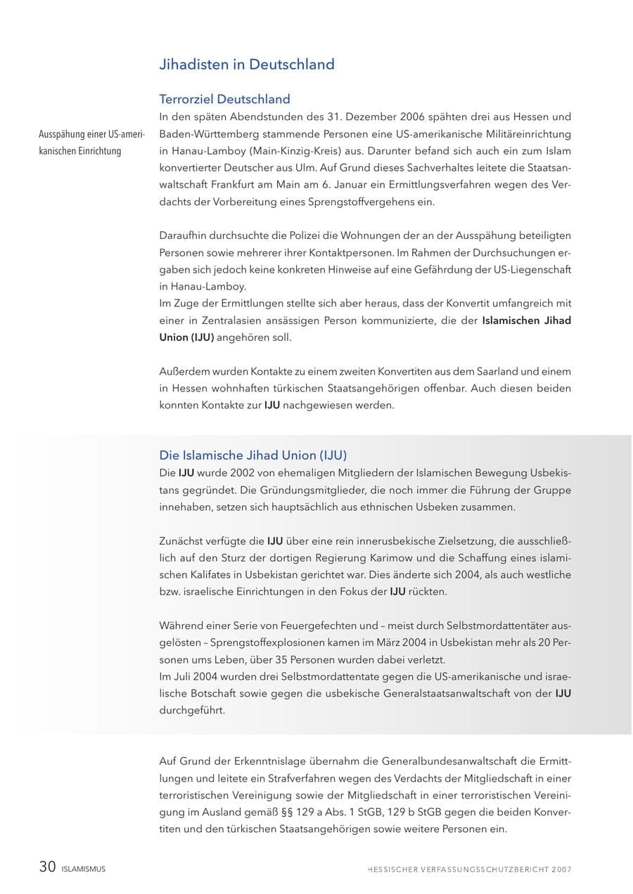 Seite 30 des Verfassungsschutzbericht 2007 Hessen