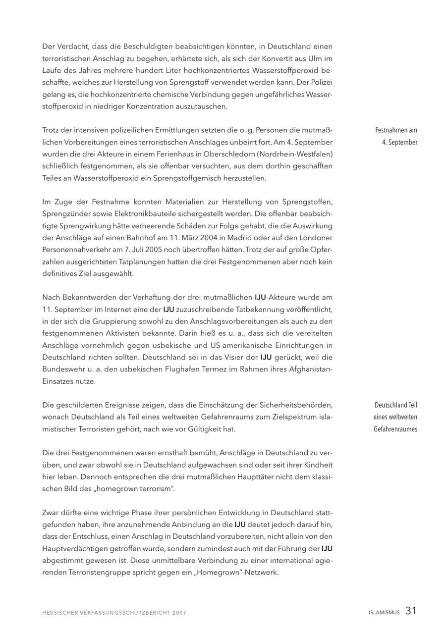 Seite 31 des Verfassungsschutzbericht 2007 Hessen